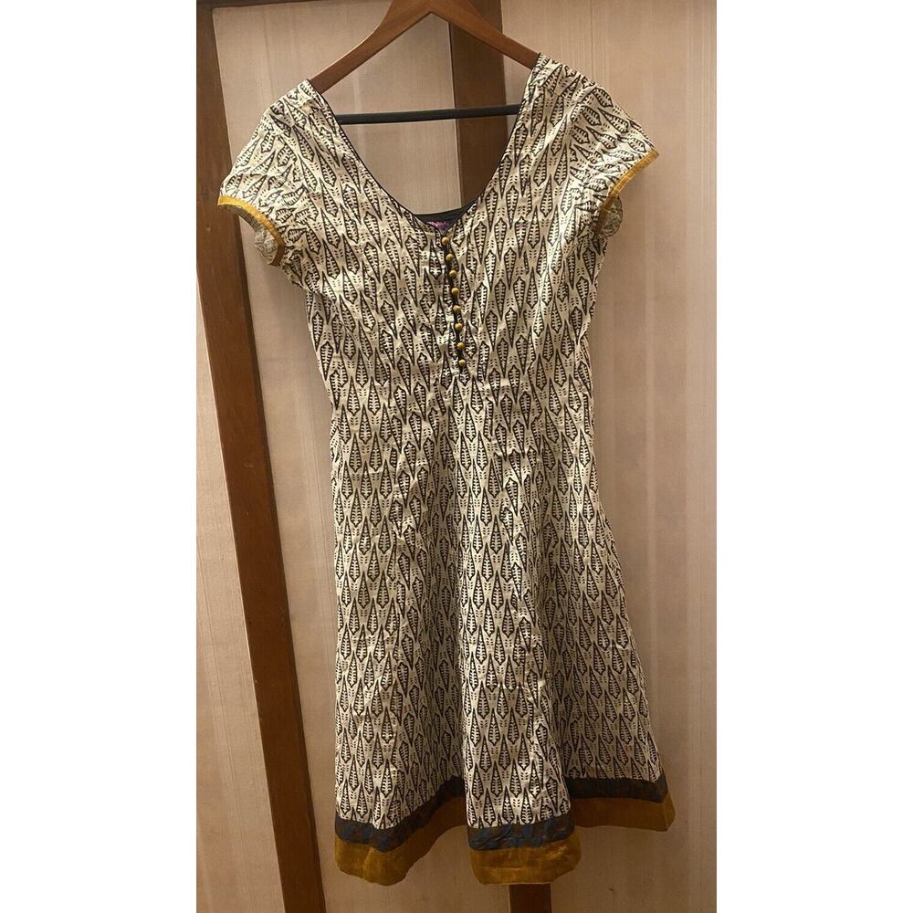 Trishaa Brown Embroidered Indian Ethnic Kurta Tunic Dress Women’s Small